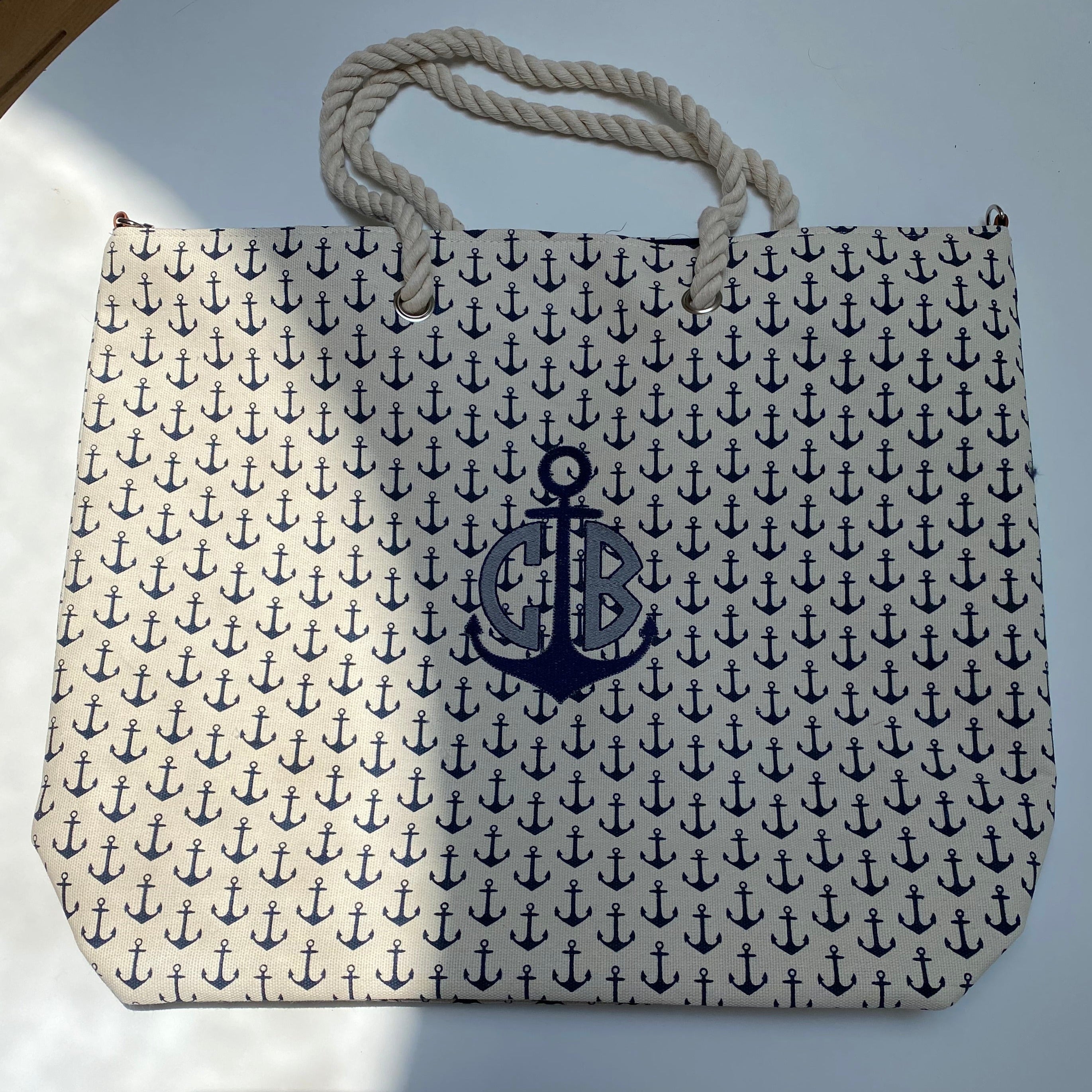 Monogrammed Anchor Tote Bag
